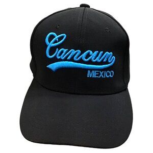 CANCUN MEN'S SNAP BACK BLACK HAT WITH FRONT LOGO